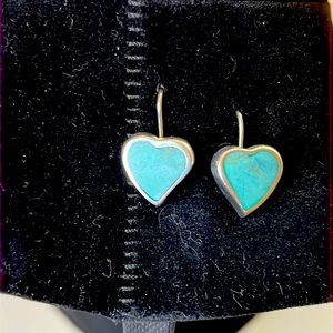ATI 925 STERLING MEXICO TURQUOISE Pierced Shepard Hook Earrings